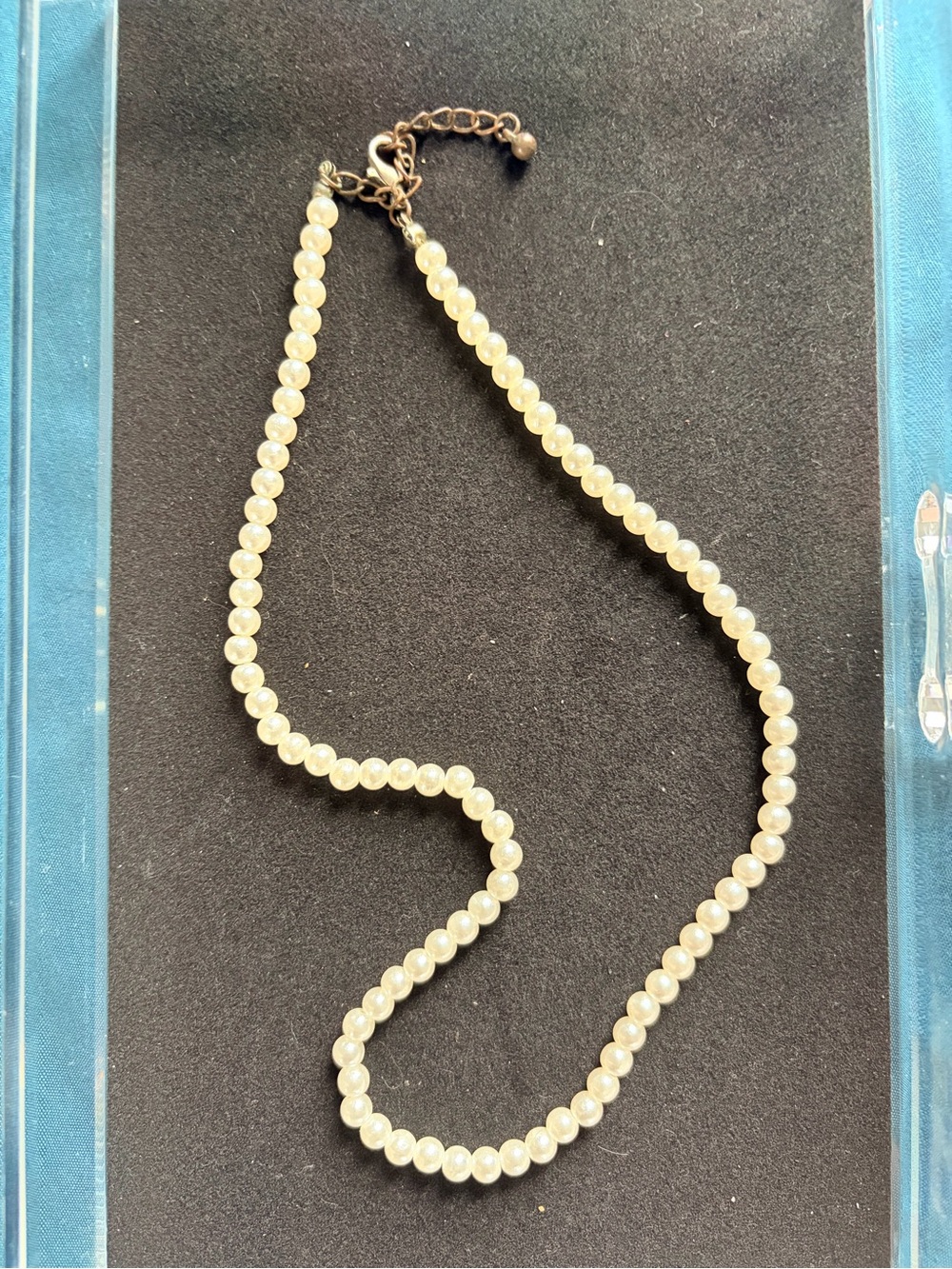 Vintage Faux Pearl Necklace Cream Beads Adjustable Gold Tone Lobster Clasp